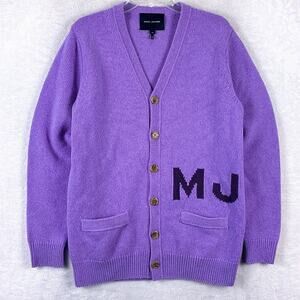 Marc Jacobs Sweater Womens XS Purple Big Cardigan Wool Preppy Collegiate Varsity